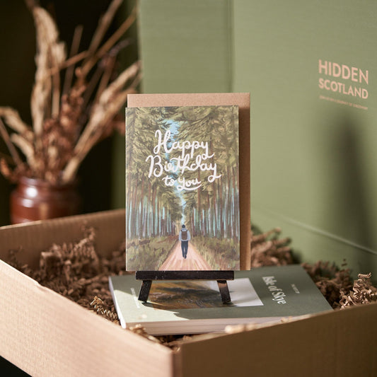 Happy birthday card in the trees
