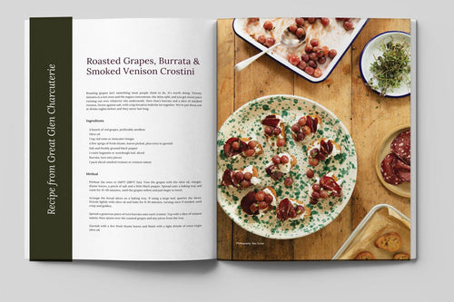 Roasted grapes, burrata and smoked venison crostini, a recipe from Great Glen Charcuterie