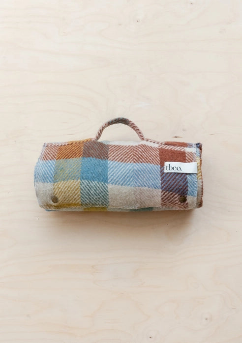 TBCO Recycled Wool Small Picnic Blanket Rainbow Check