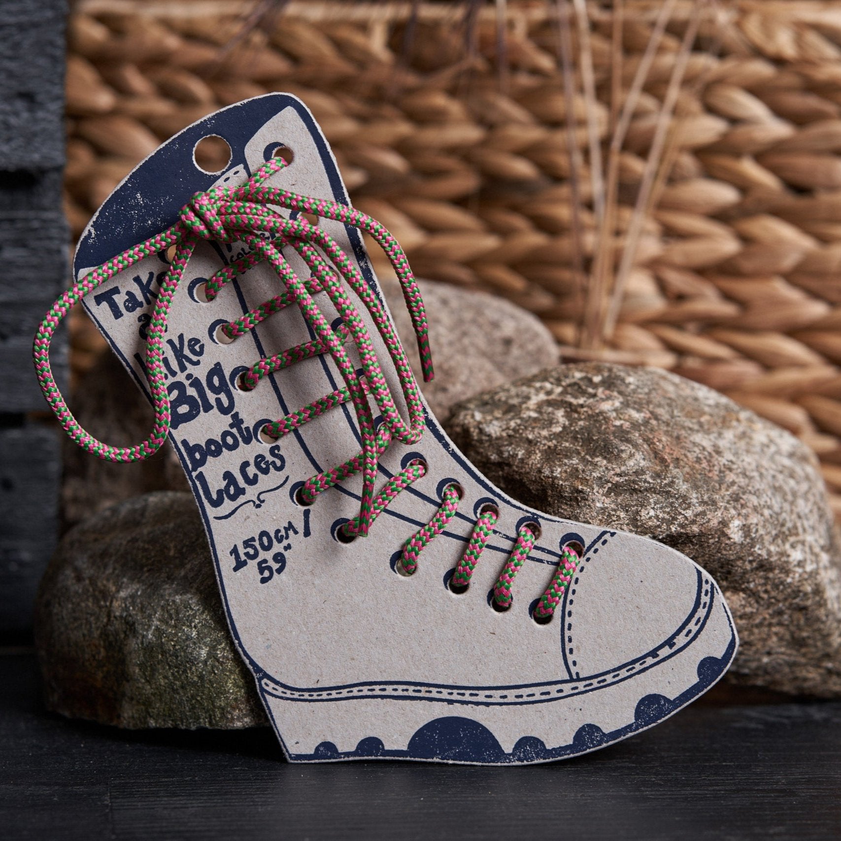Ark Colour Design Big Boot Laces In Green & Pink