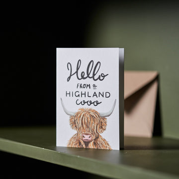 Hello From A Highland Cooo Card by Lomond Paper Co