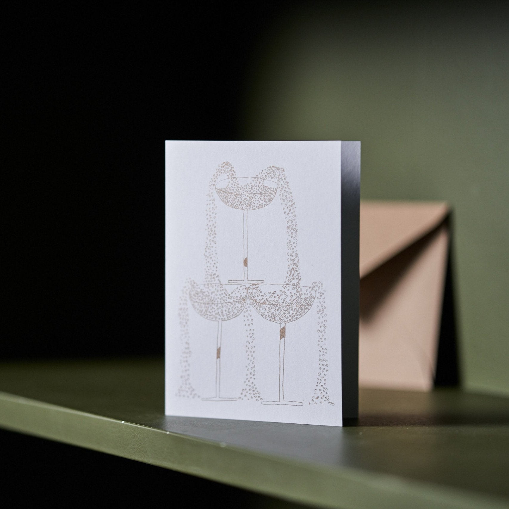 Hot Pink Press Gold Champagne Tower Card