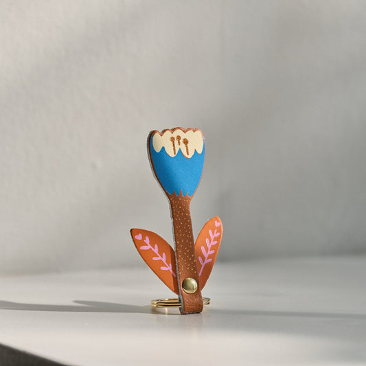 Ark Colour Design Tulip Flower Key Fob In Burnt Orange