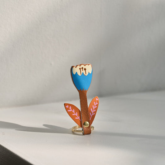 Ark Colour Design Tulip Flower Key Fob In Burnt Orange