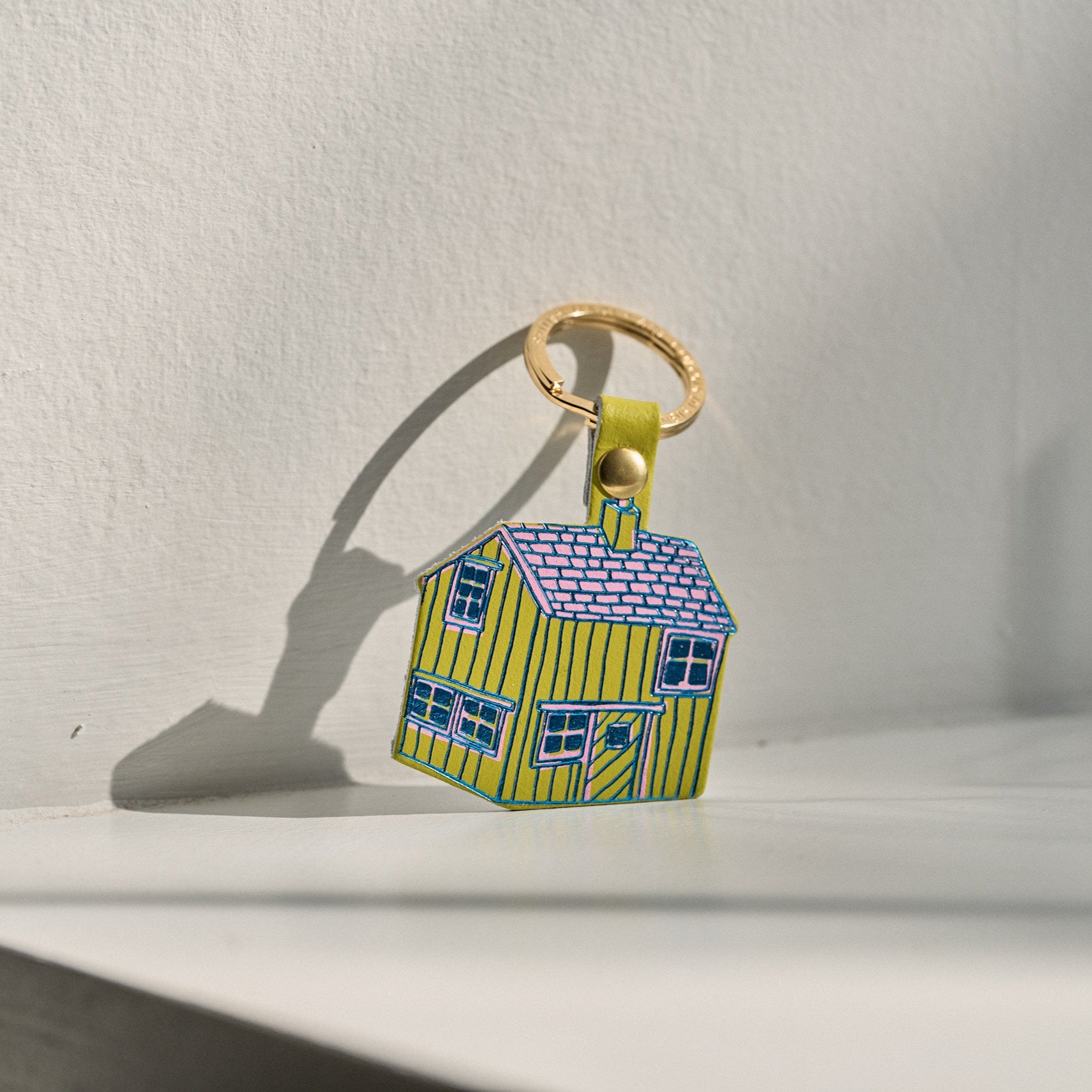Ark Colour Design Cabin Leather Key Fob In Acid Green