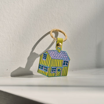 Ark Colour Design Cabin Leather Key Fob In Acid Green