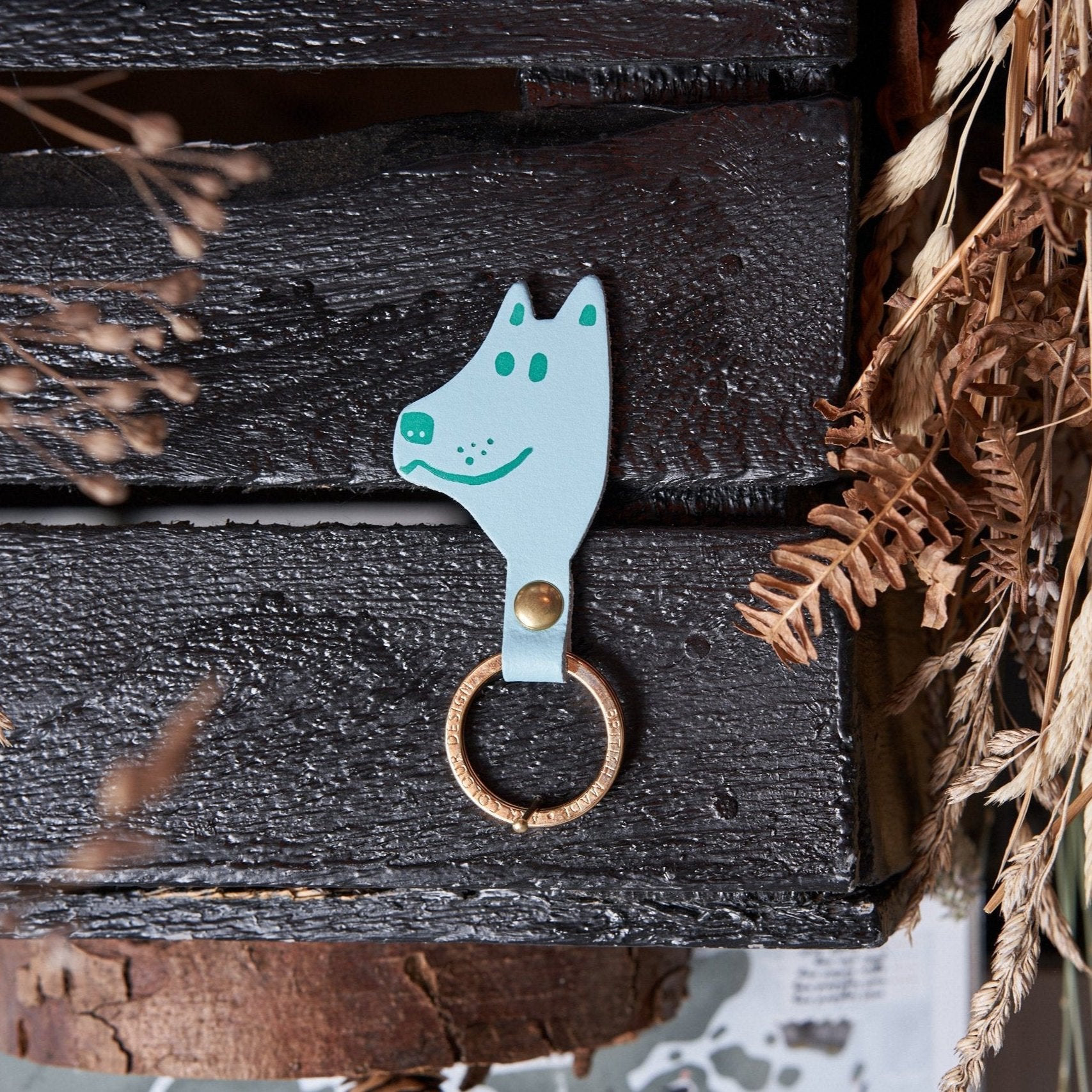Ark Colour Design Blue Dog Head Key Ring