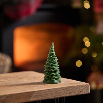 Beeswax Christmas Tree Candle In Green