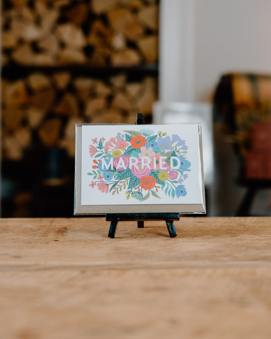 'Married' Floral Wedding Card