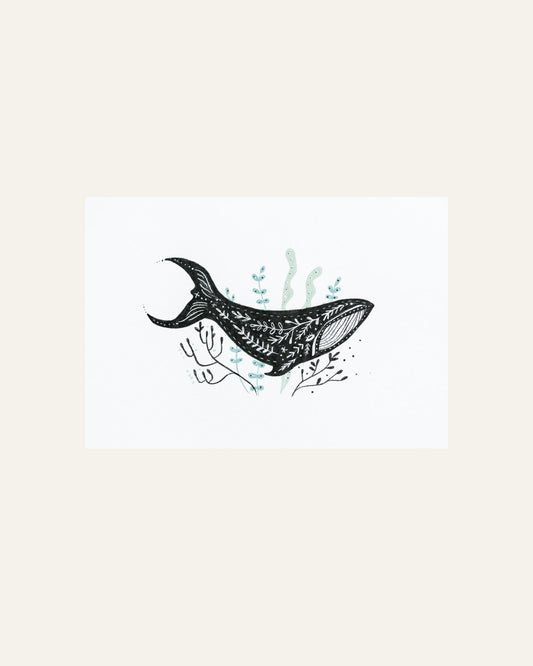 A4 Folk Art Whale Print - Hidden Scotland