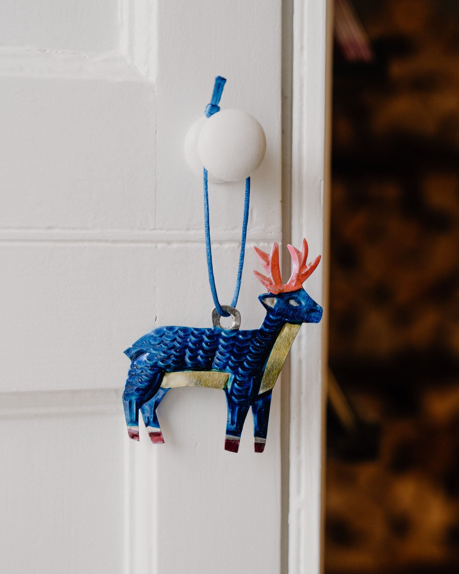 Blue Reindeer Tin Decoration - Hidden Scotland
