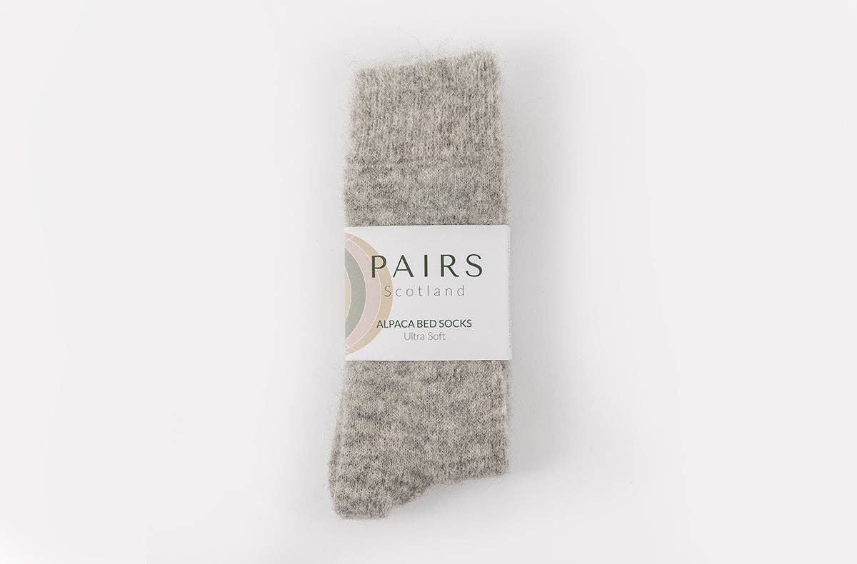 Pairs Scotland - Ultra Soft Undyed Grey Alpaca Bed Socks