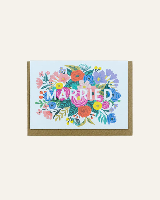 'Married' Floral Wedding Card - Hidden Scotland